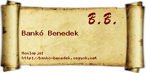 Bankó Benedek névjegykártya